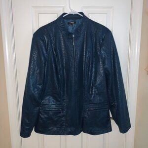 Elements Women's Teal Vegan Leather Jacket, Size 2x